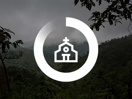 En symbol för kyrka på en mörk bakgrund