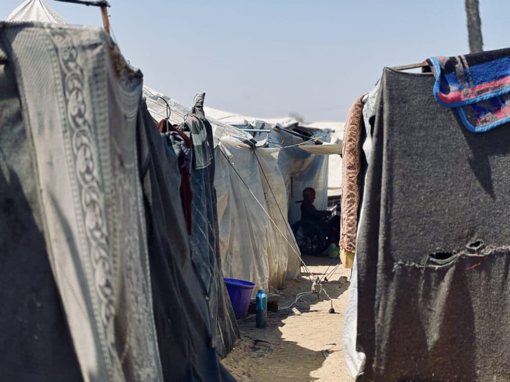 Bild på tältläger i Gaza