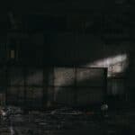 The wall of a destroyed building in Donetsk, eastern Ukraine.