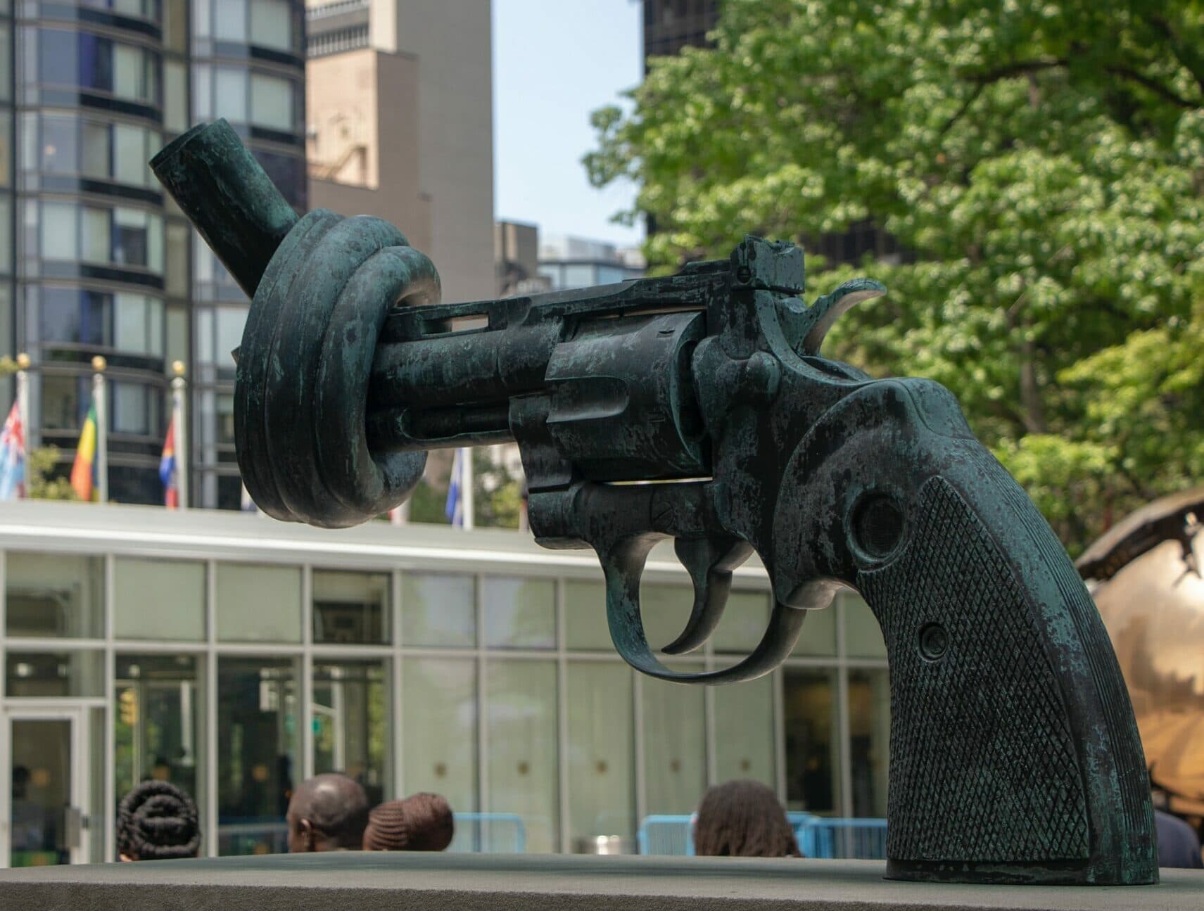The sculpture 'Non-Violence' at the UN headquarters in New York. The sculpture 'Non-Violence' at the UN headquarters in New York.