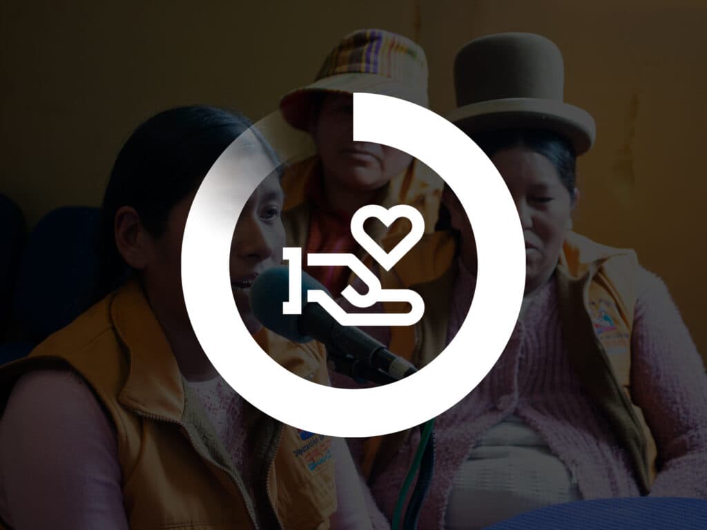 Photo: Diakonia A graphic image showing the symbol for donation - a hand holding a heart - inside Diakonias circle progress bar