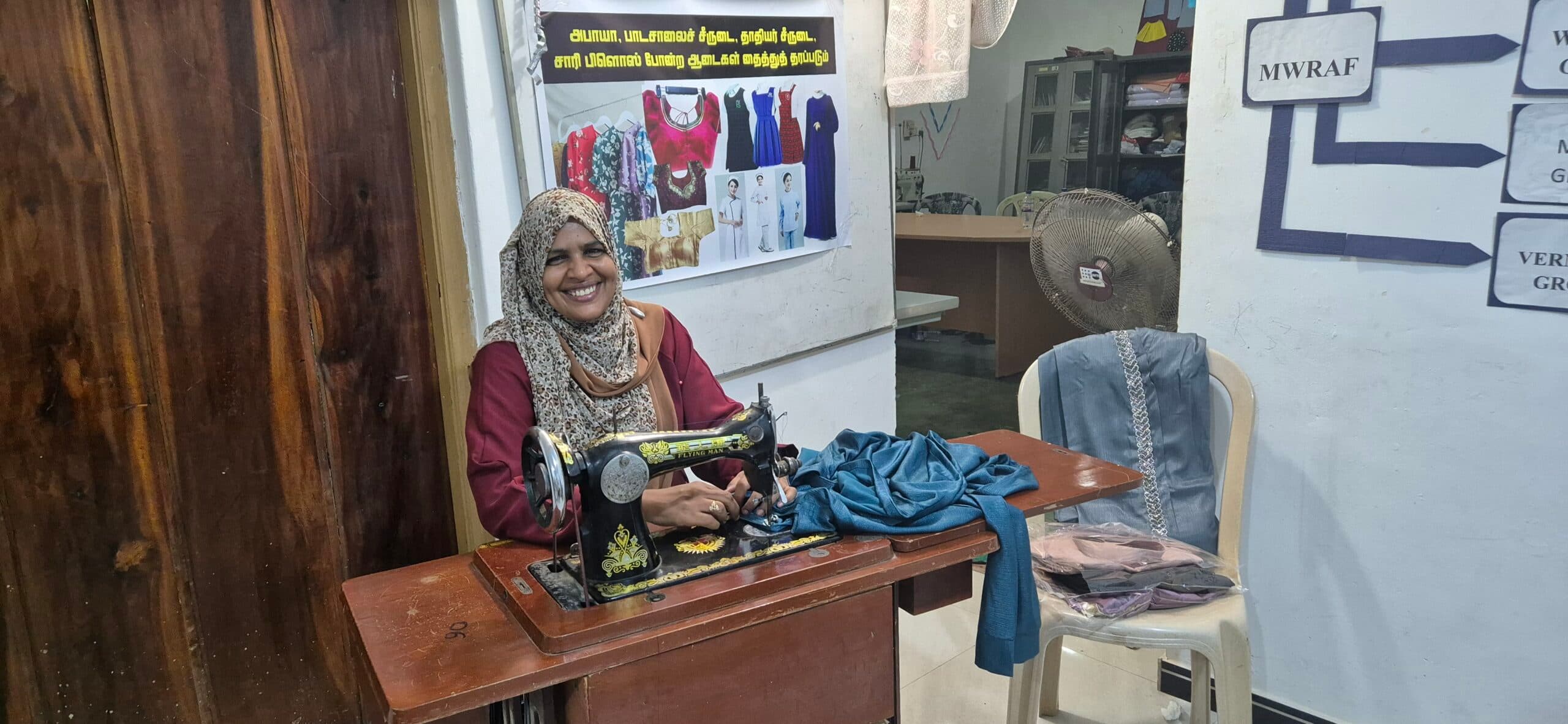 Farwin at the MWRAF training centre, where she mentors women and teaches tailoring skills.