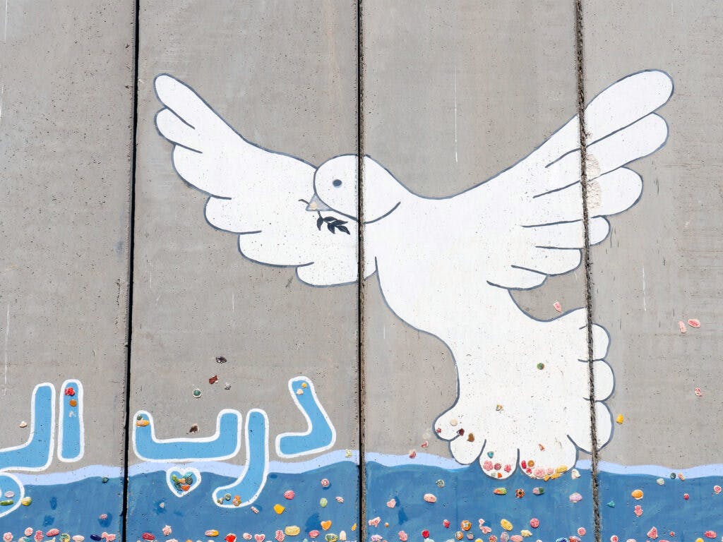 fredsduva på separationsmur