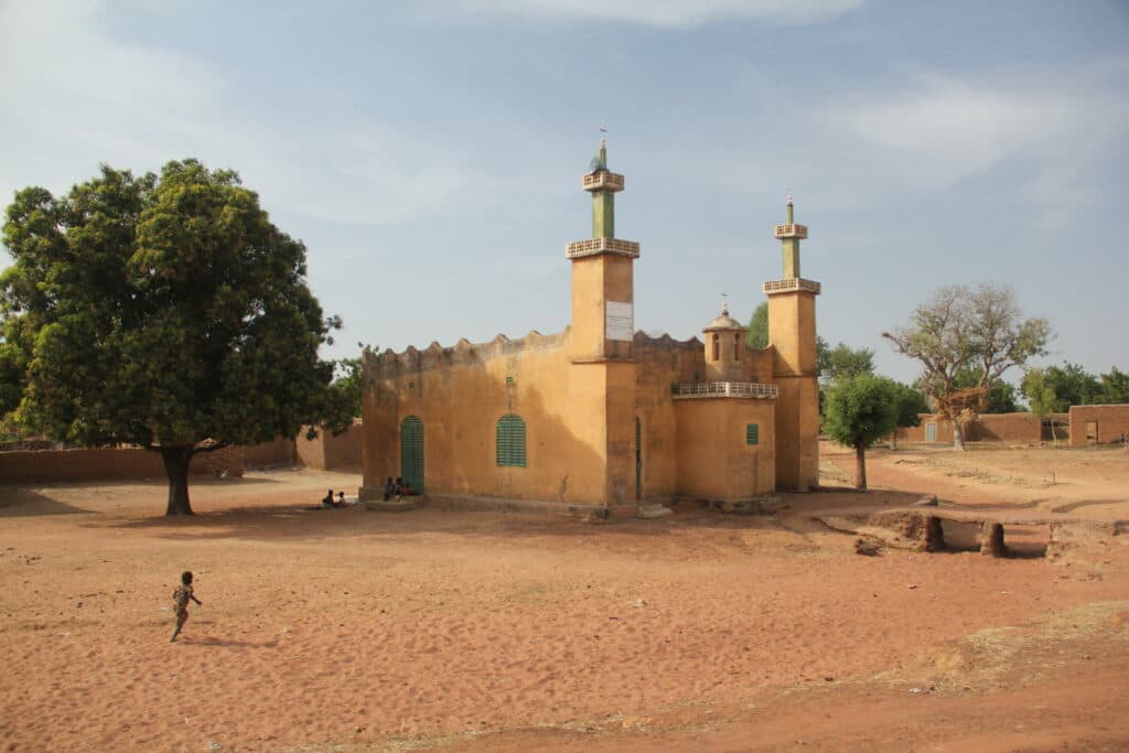 A religious building with towers.