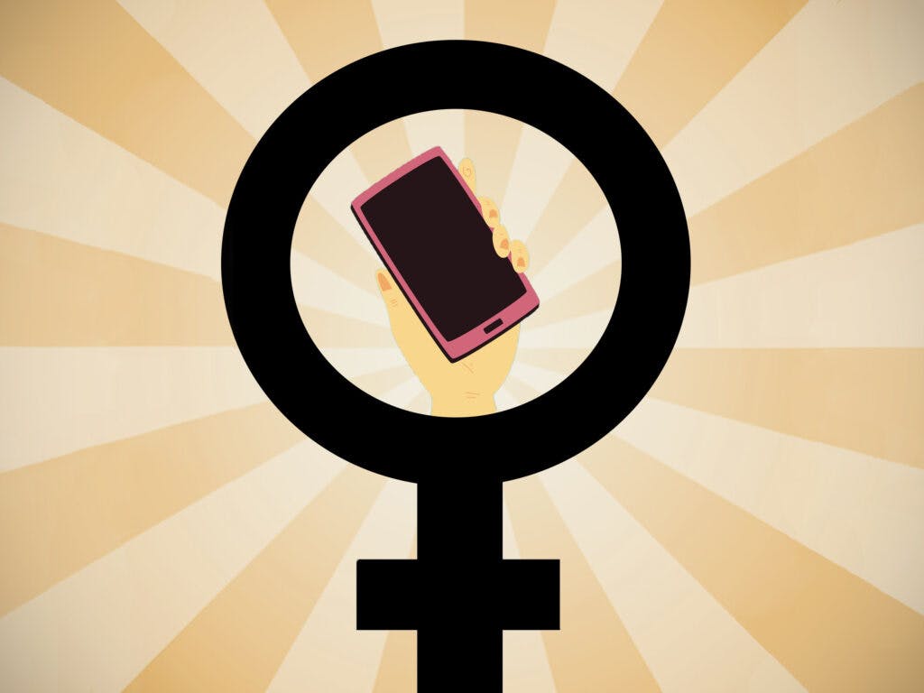 The female sign with a mobile phone in it