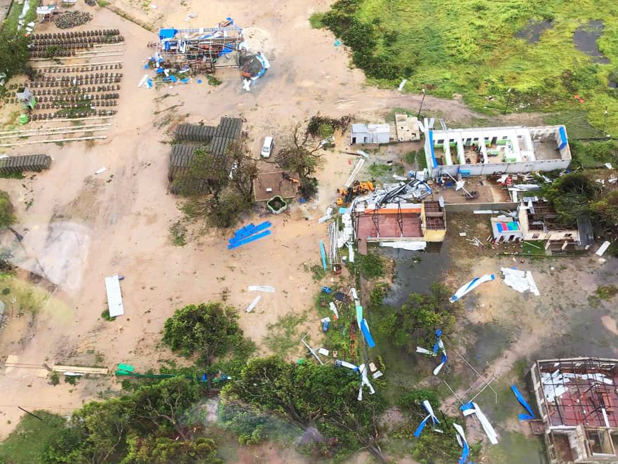 An overview over land and trees and floodings.