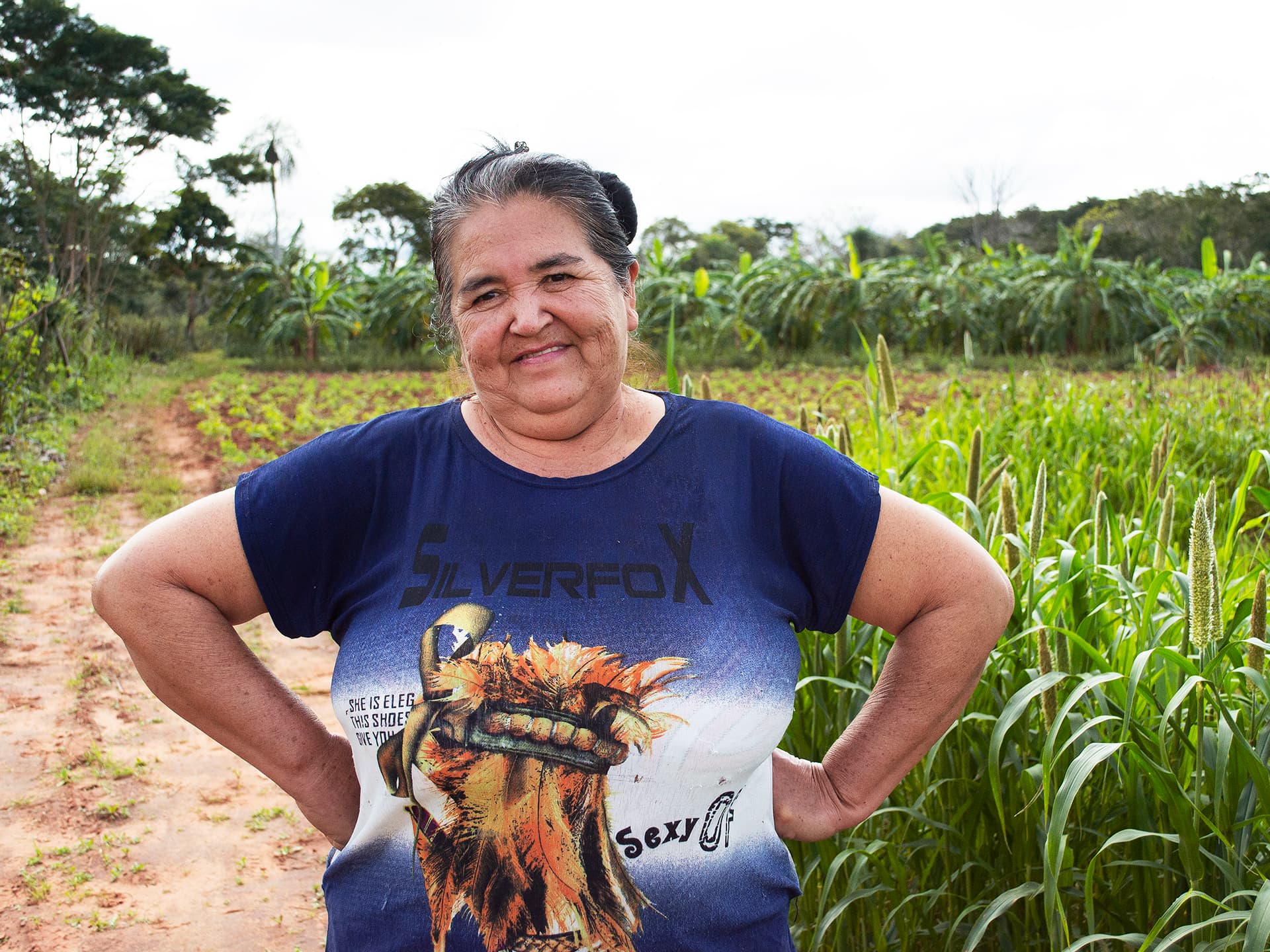 A woman in a field in Paraguay