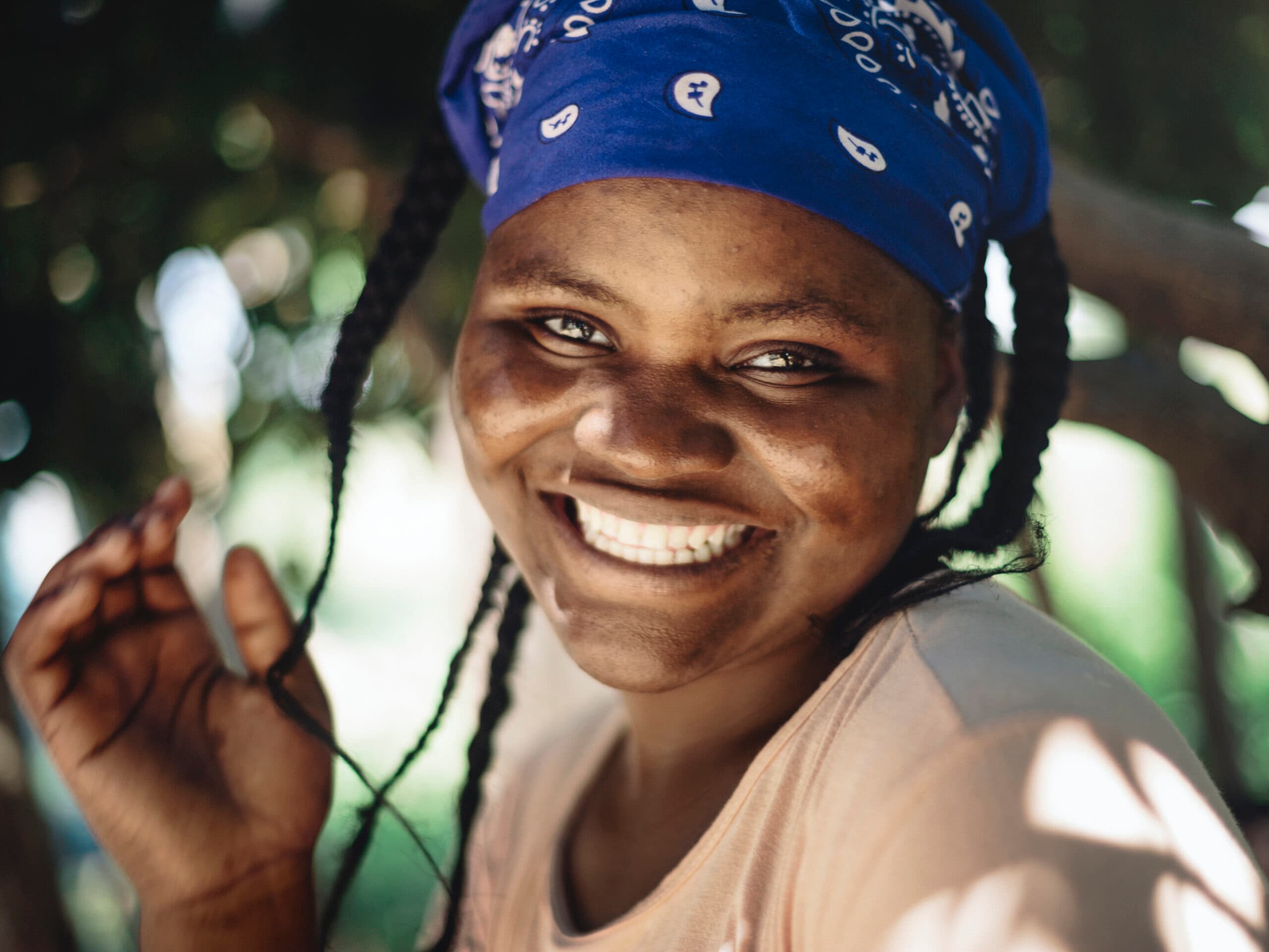 A girl smiling