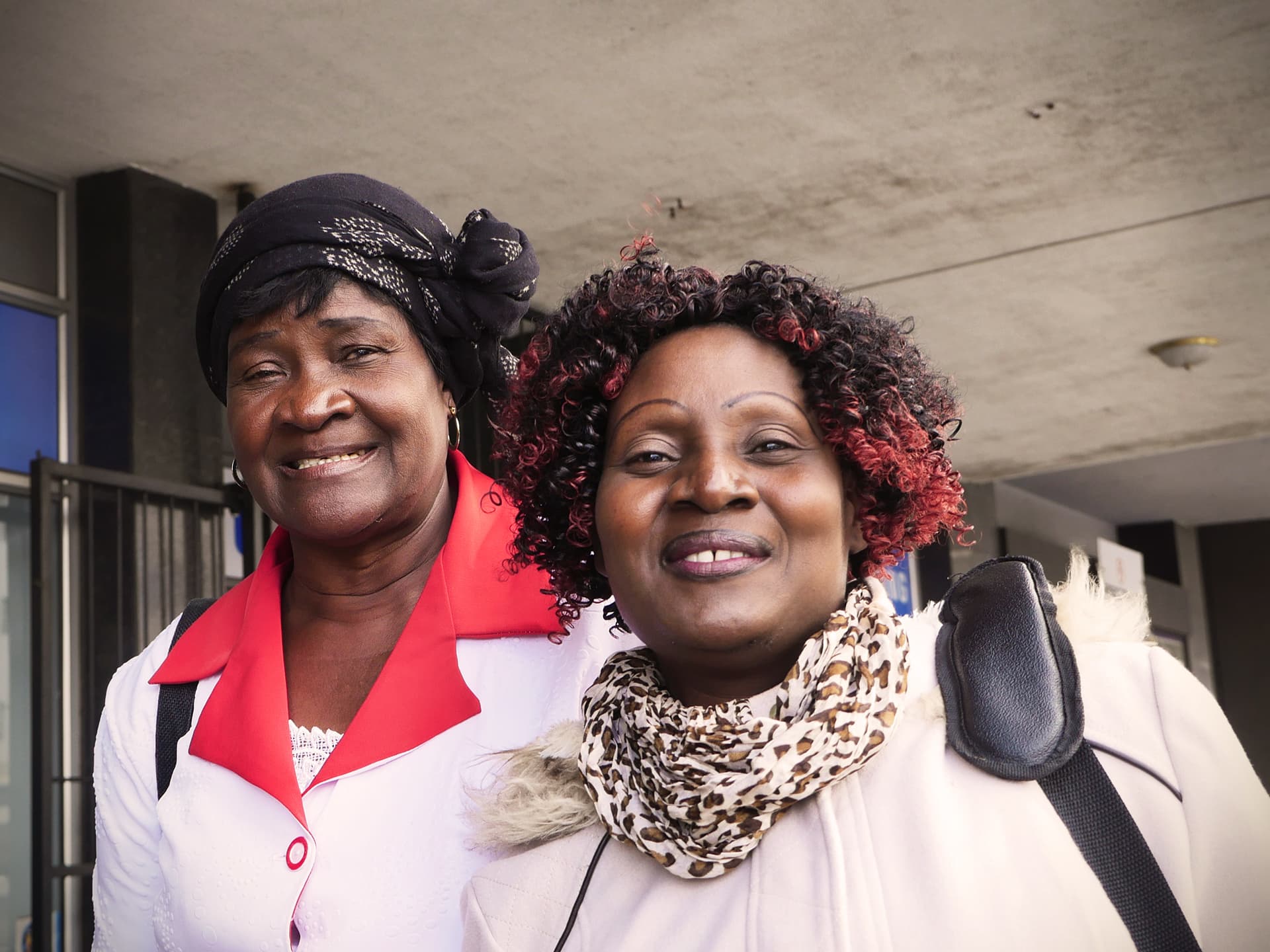 Two women smiling