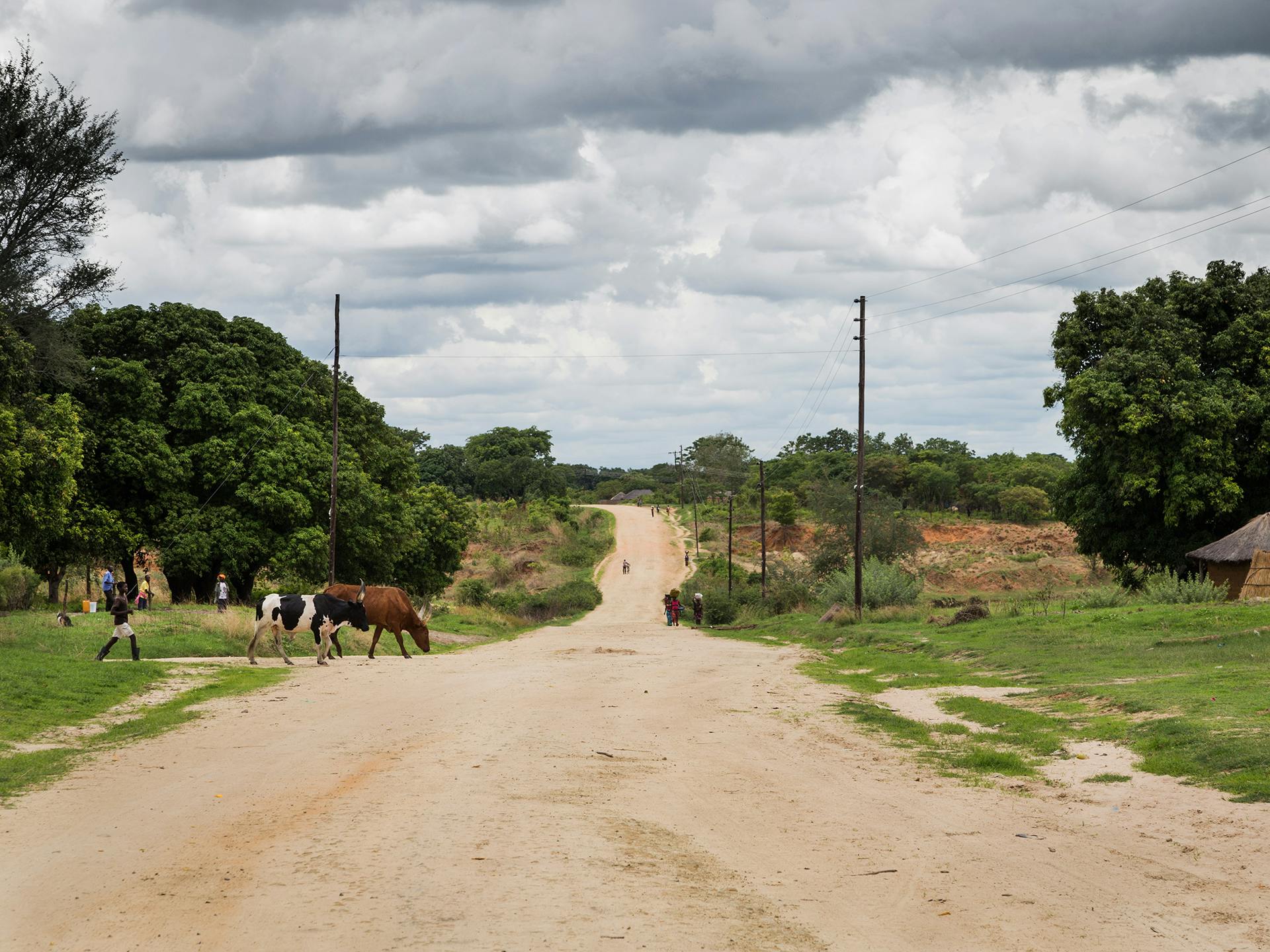A view of a countryside road in Zambia.
